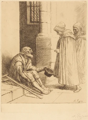 Charity (La charite) by Alphonse Legros, print, 1837-1911