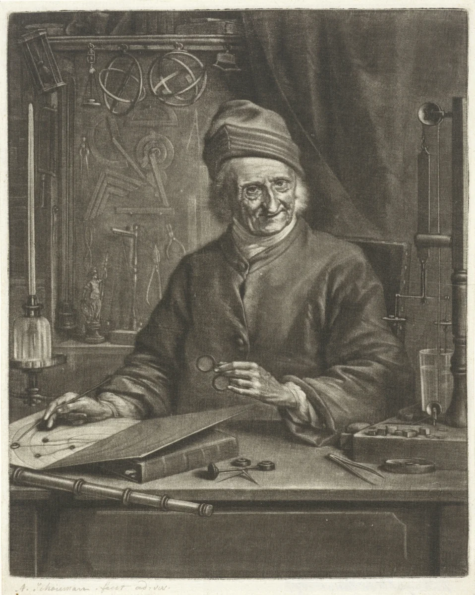 Portret van Arnold Marcel by Aert Schouman, print, 1748