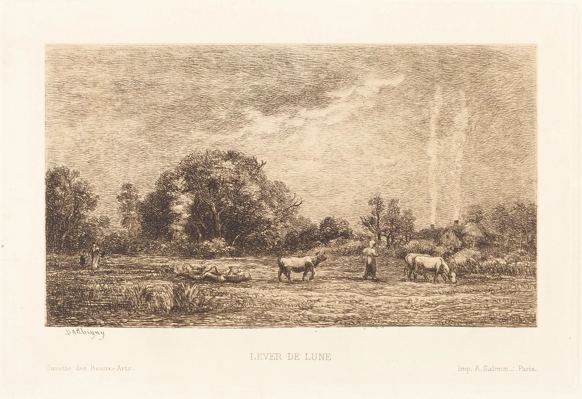 Rising Moon (Lever de lune) by Charles-François Daubigny, print, 1861