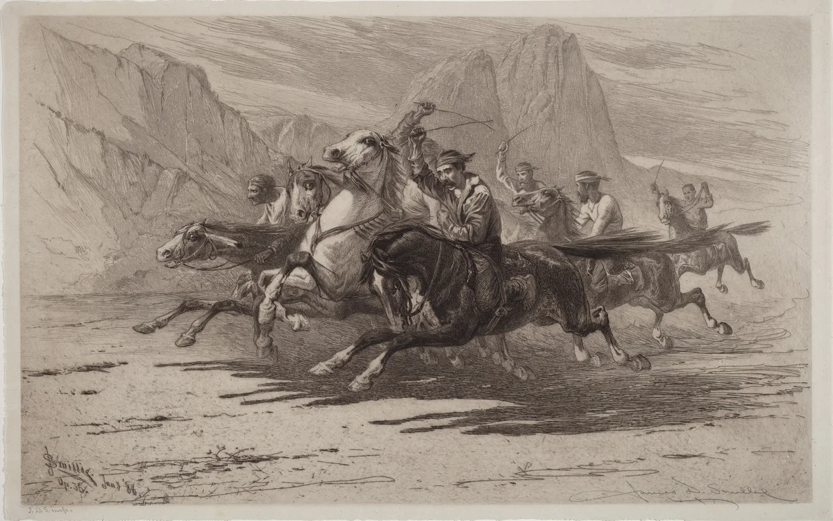 Rough Sport in the Yosemite by James David Smillie, print, 1886