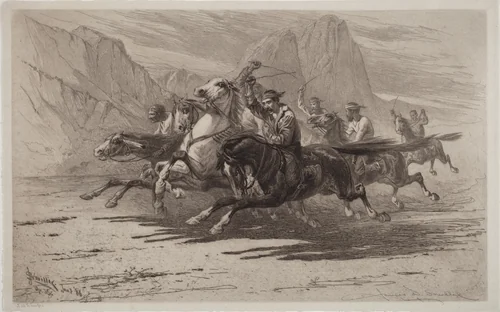 Rough Sport in the Yosemite by James David Smillie, print, 1886