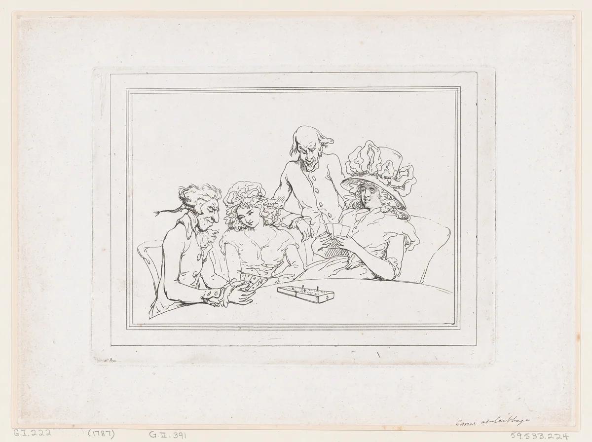 Game at Cribbage by Thomas Rowlandson, print, 1787