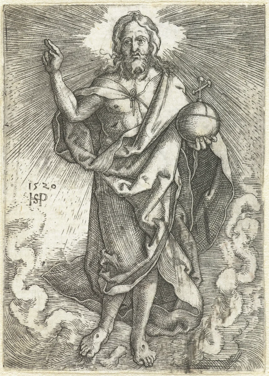 Christus als Salvator Mundi by Unknown, print, 1520