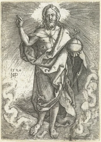 Christus als Salvator Mundi by Unknown, print, 1520