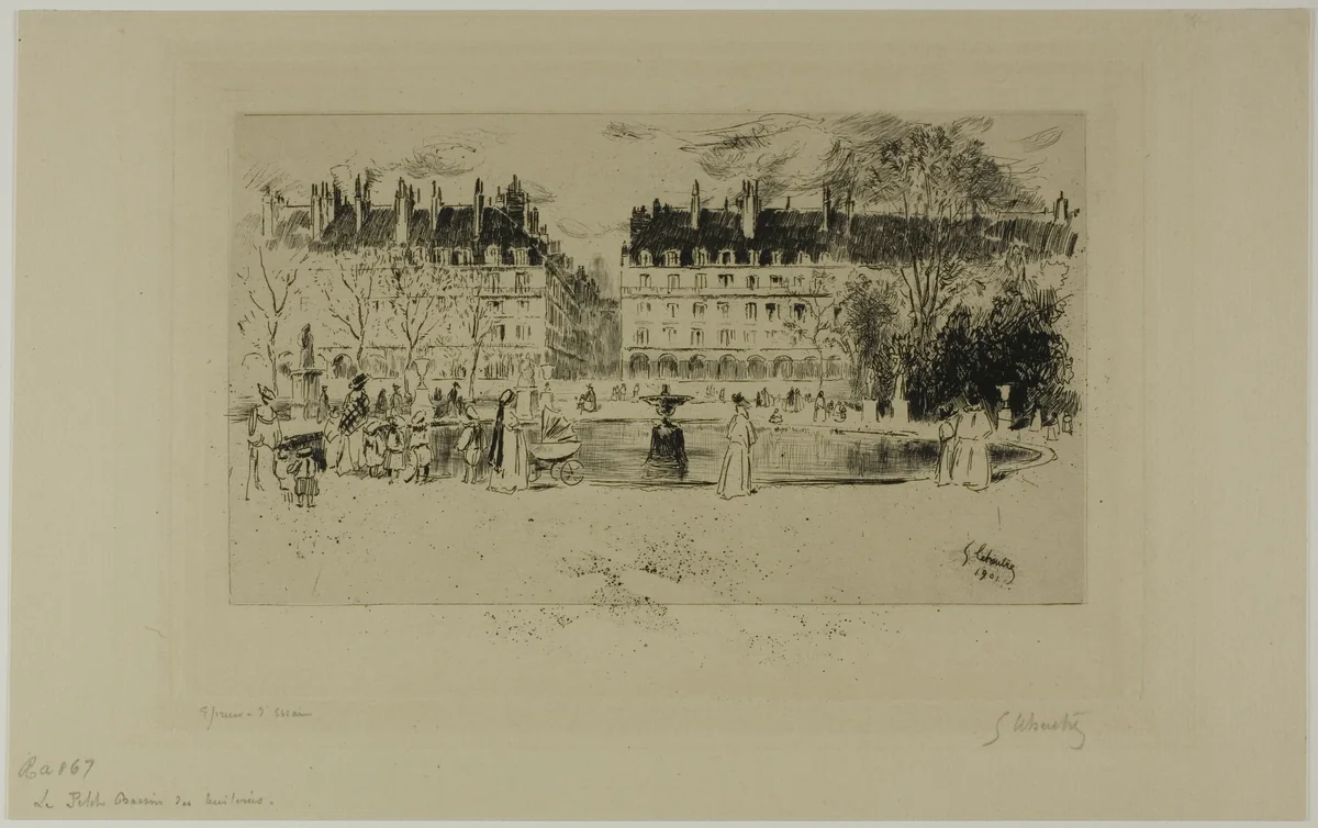 Little Pond at the Tuileries by Gustave Leheutre, print, 1901