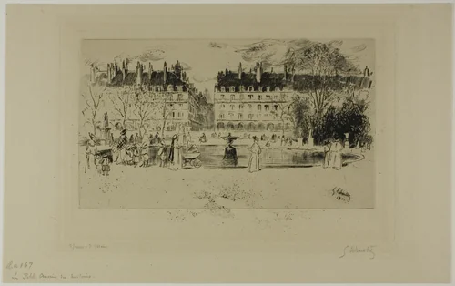 Little Pond at the Tuileries by Gustave Leheutre, print, 1901