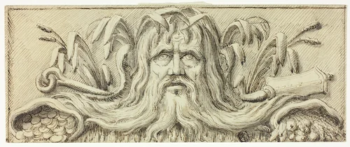 Head of Neptune by James Barry, drawing, 1700-1799