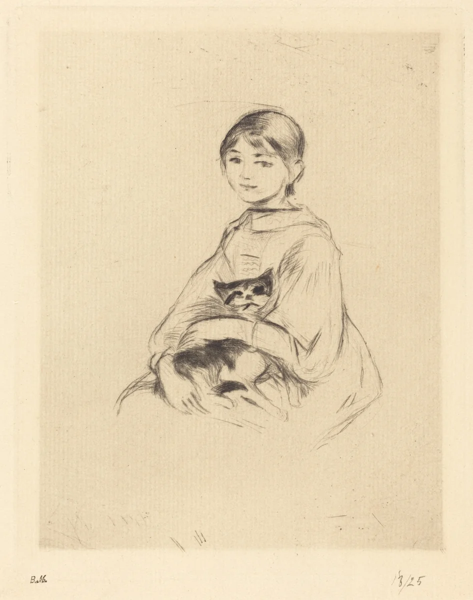 Julie Manet Holding a Cat by Berthe Morisot, print, 1889