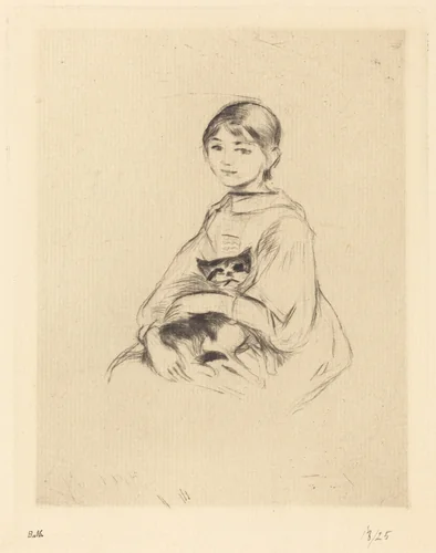 Julie Manet Holding a Cat by Berthe Morisot, print, 1889
