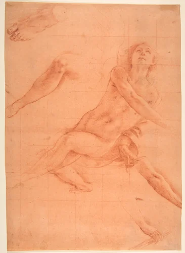 Studies for an Angel in Glory by Antonio d'Enrico Tanzio, drawing, 1575-1633