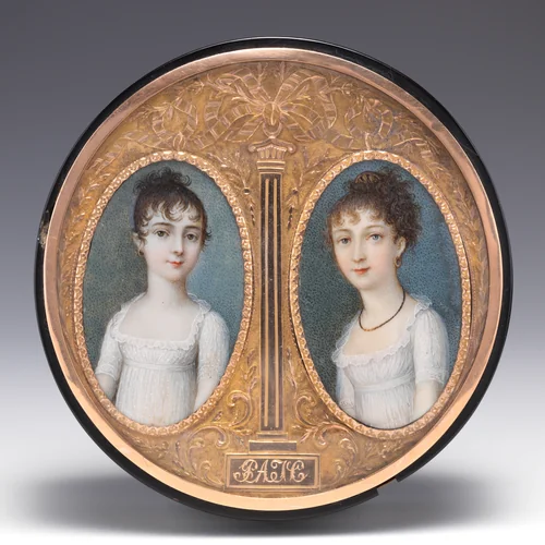 Box with portraits of two sisters by Continental Painter, metalwork, 1795-1805