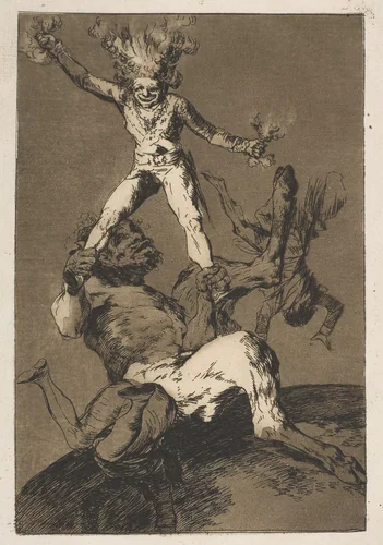 Plate 56 from "Los Caprichos": To rise and to fall (Subir y bajar) by Goya, print, 1799