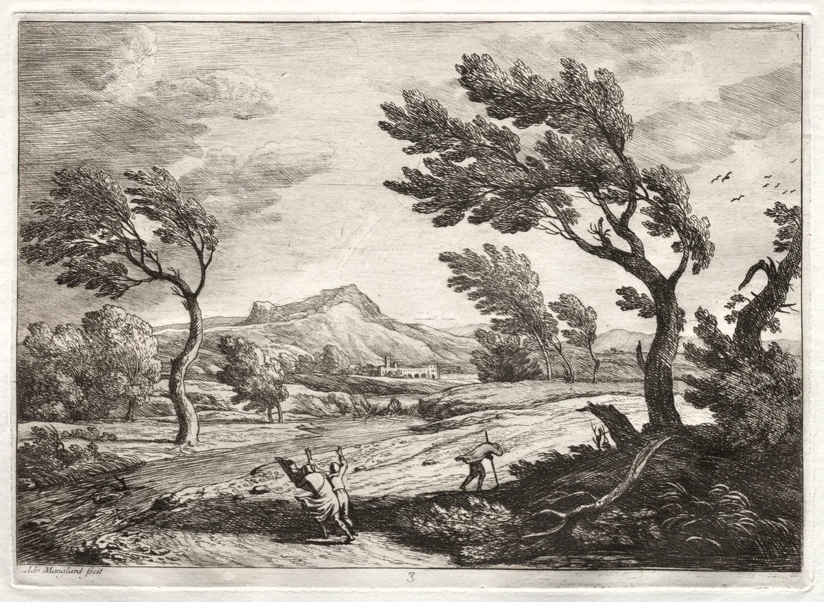 Landscape by Adrien Manglard, print, 1715-1760