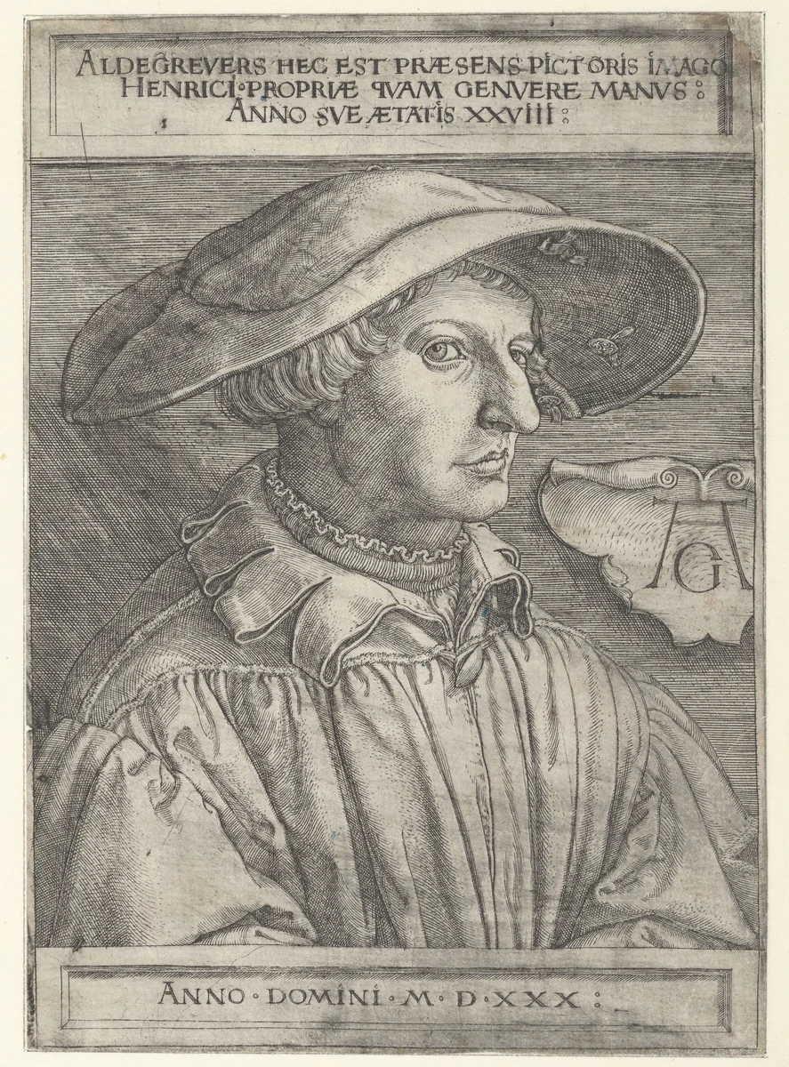 Self-Portrait at Age Twenty-Eight by Heinrich Aldegrever, print, 1530