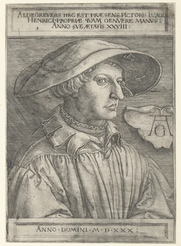 Self-Portrait at Age Twenty-Eight by Heinrich Aldegrever, print, 1530