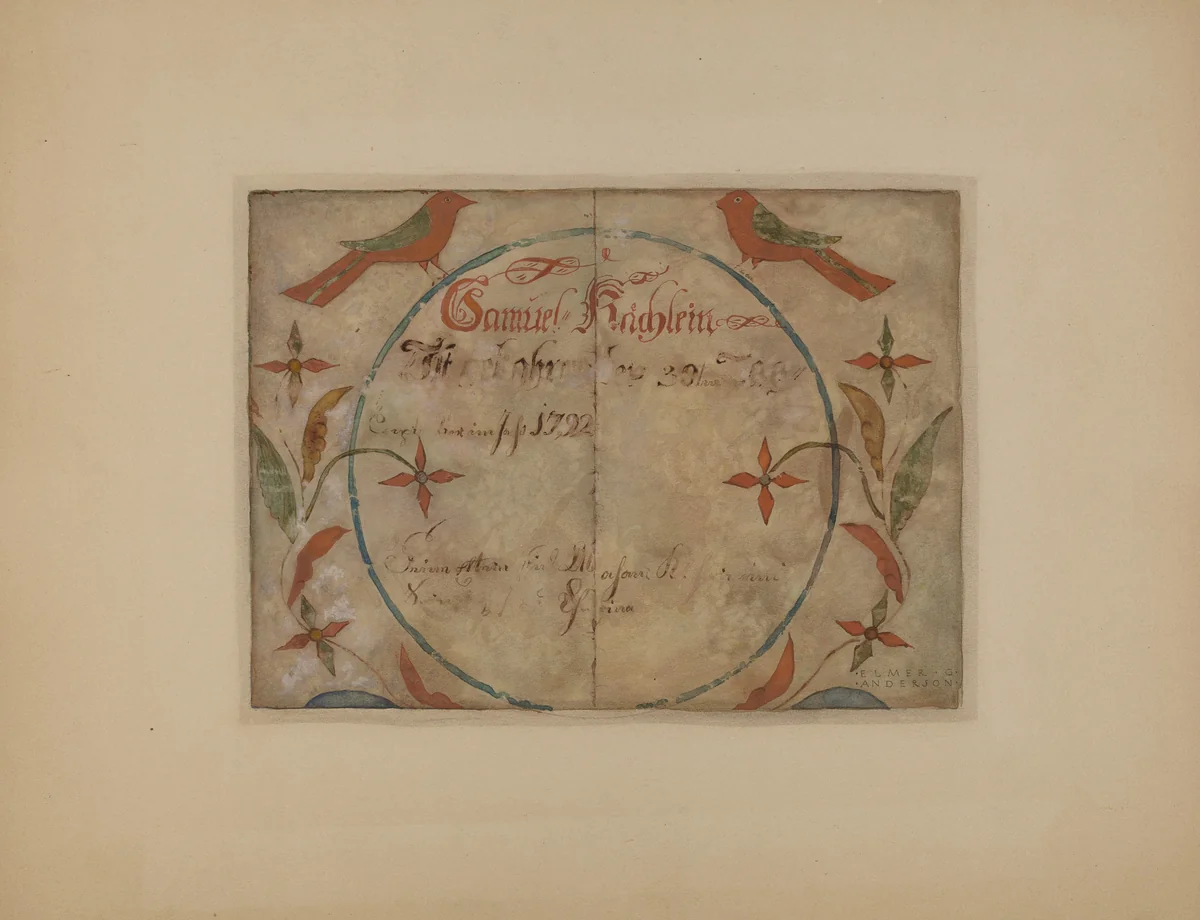 Pa. German Birth Certificate by Elmer G. Anderson, index of american design, 1936