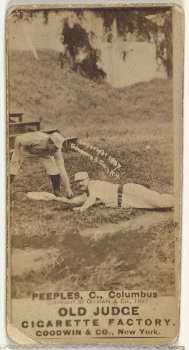 James Elsworth "Jimmy" Peoples, Catcher, Cleveland, from the Old Judge series (N172) for Old Judge Cigarettes by Goodwin & Company, photograph, 1887