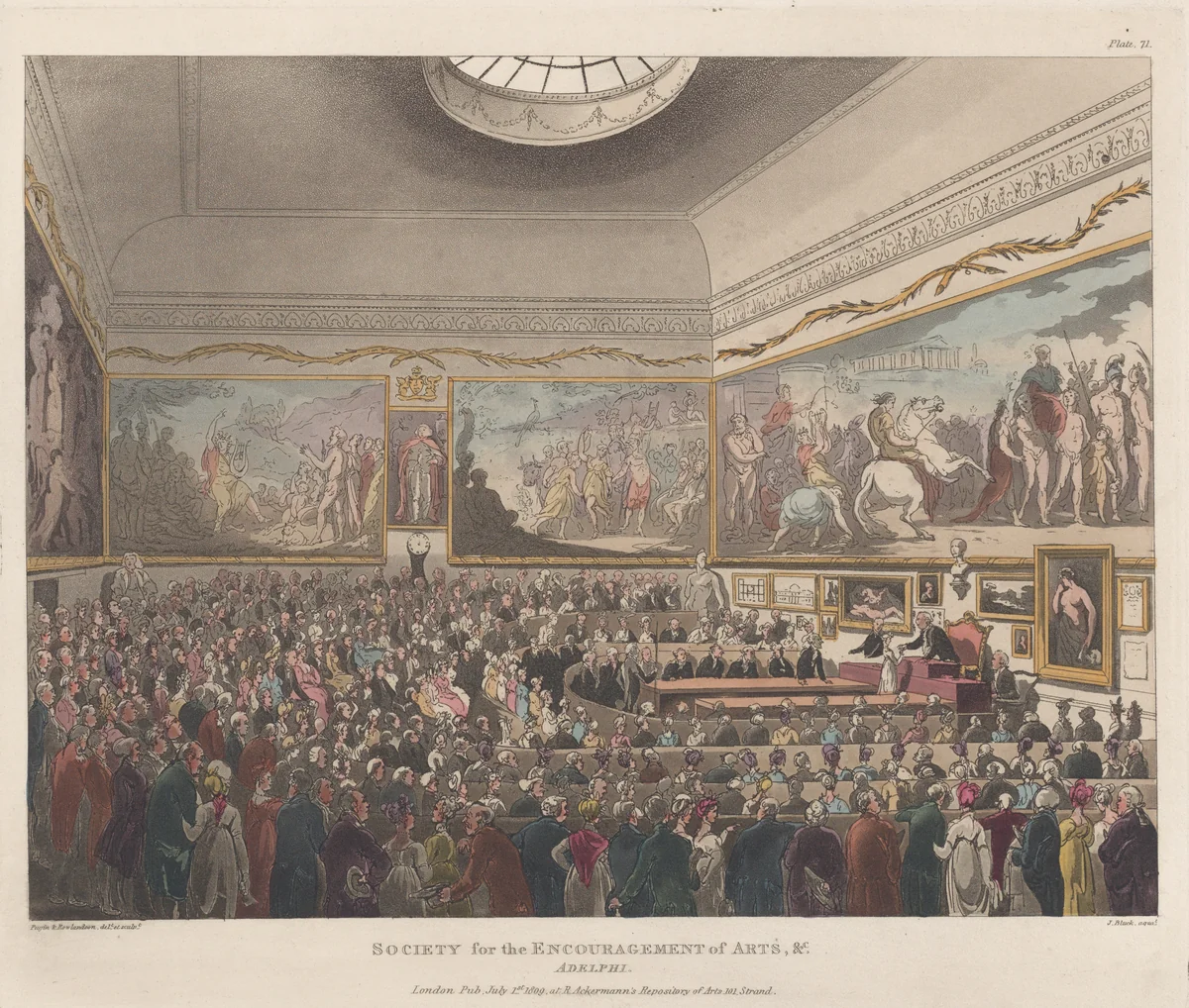 Society for the Encouragement of Arts etc., Adelphi by Thomas Rowlandson, print, 1809