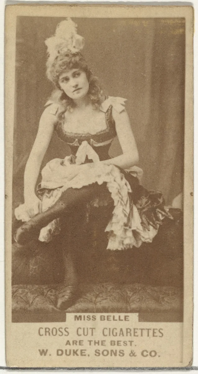 Miss Belle, from the Actors and Actresses series (N145-3) issued by Duke Sons & Co. to promote Cross Cut Cigarettes by W. Duke, Sons & Co., photograph, 1880-1889