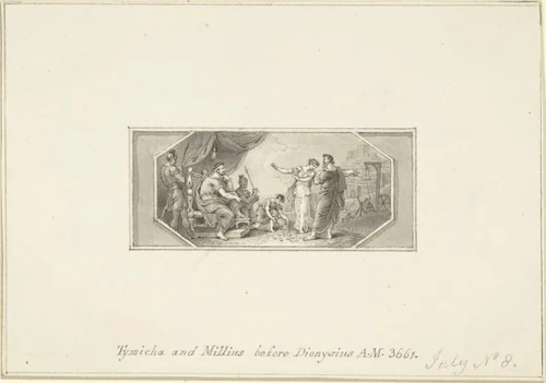 Tymicha and Millius before Dionysius by Edward Francis Burney, drawing, 1790-1800