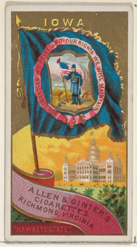 Iowa, from Flags of the States and Territories (N11) for Allen & Ginter Cigarettes Brands by Allen & Ginter, print, 1888