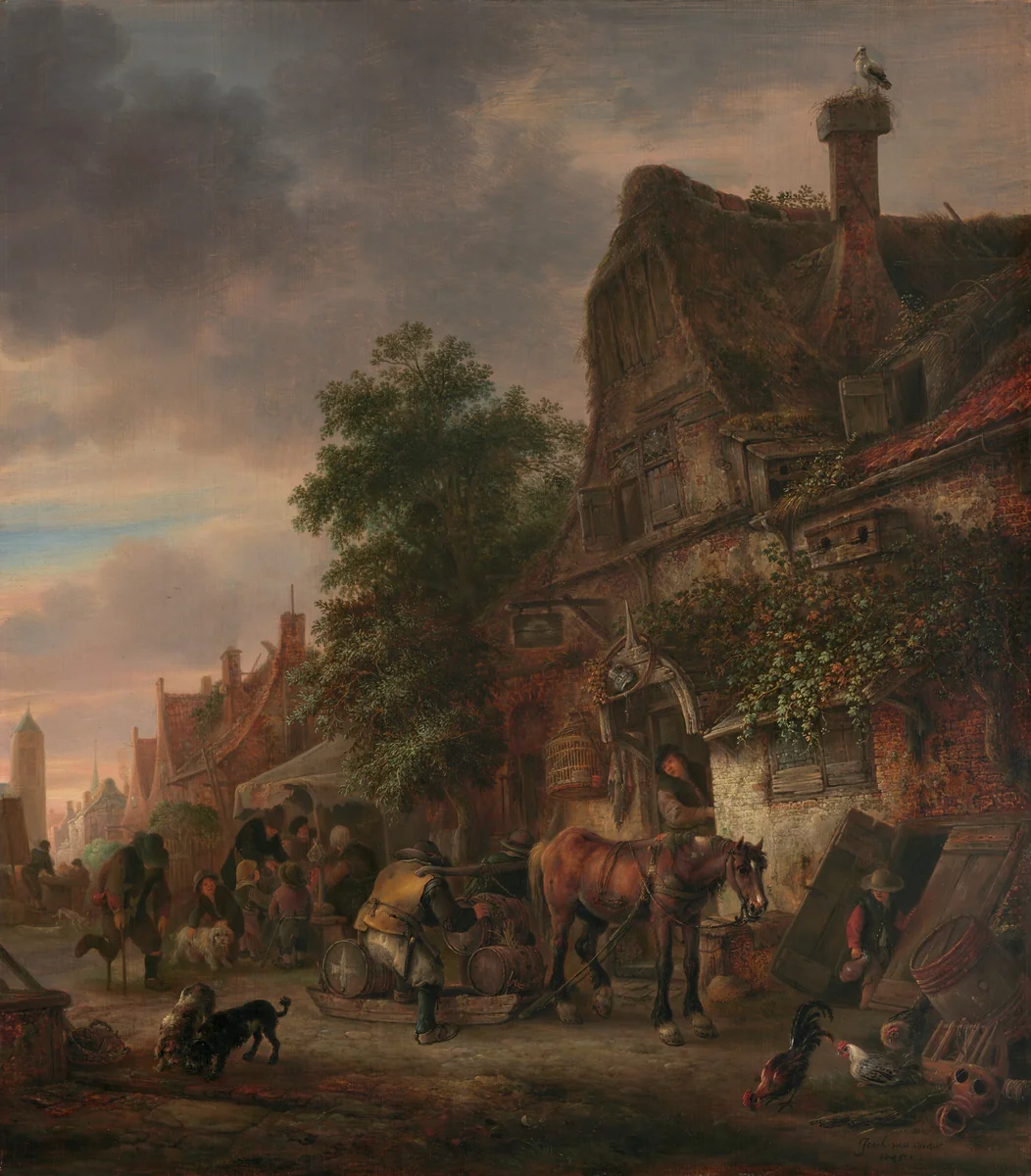 Workmen before an Inn by Isack van Ostade, painting, 1645