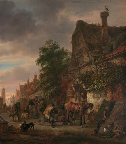 Workmen before an Inn by Isack van Ostade, painting, 1645