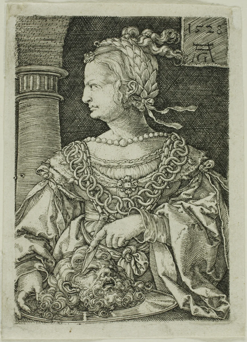 Herodias with the Head of John the Baptist by Heinrich Aldegrever, print, 1528