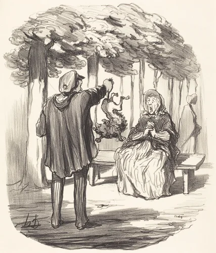 C'est t'y a vous c'hien la? by Honoré Daumier, print, 1847