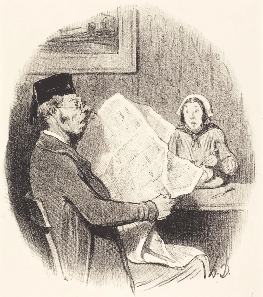Le Format de plus en plus monstre by Honoré Daumier, print, 1845