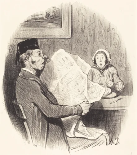 Le Format de plus en plus monstre by Honoré Daumier, print, 1845