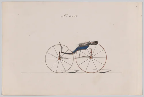 Design for Pony Phaeton, no. 3408 by Brewster & Co., drawing, 1878