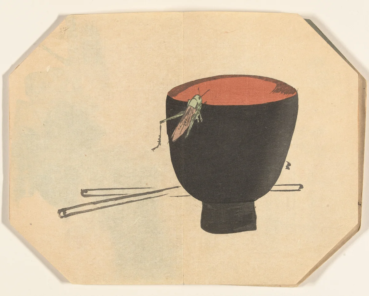 Sprinkhaan op lakkom by anonymous, book, 1880-1890