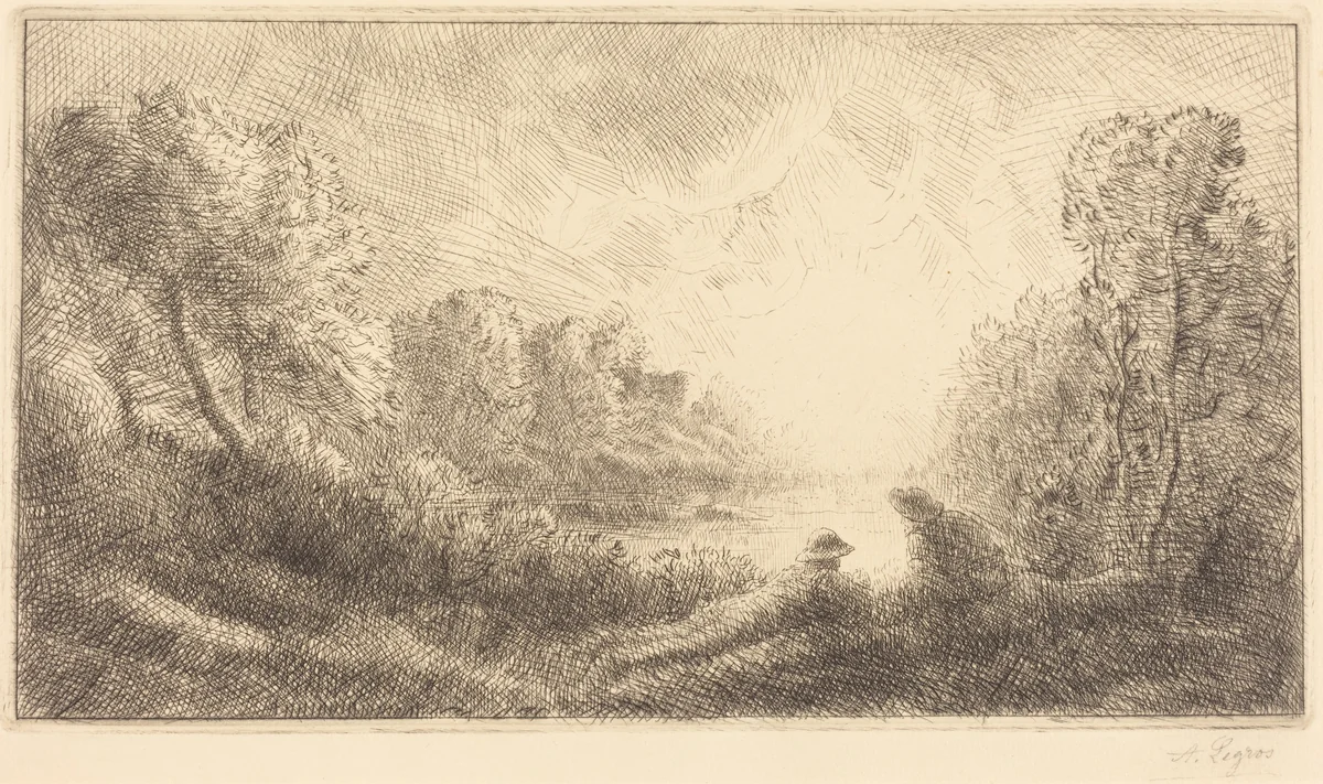 Landscape: Sunrise (Paysage: Lever du soleil) by Alphonse Legros, print, 1837-1911