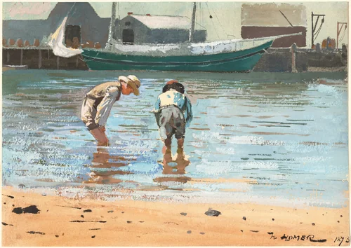 Boys Wading by Winslow Homer, drawing, 1873