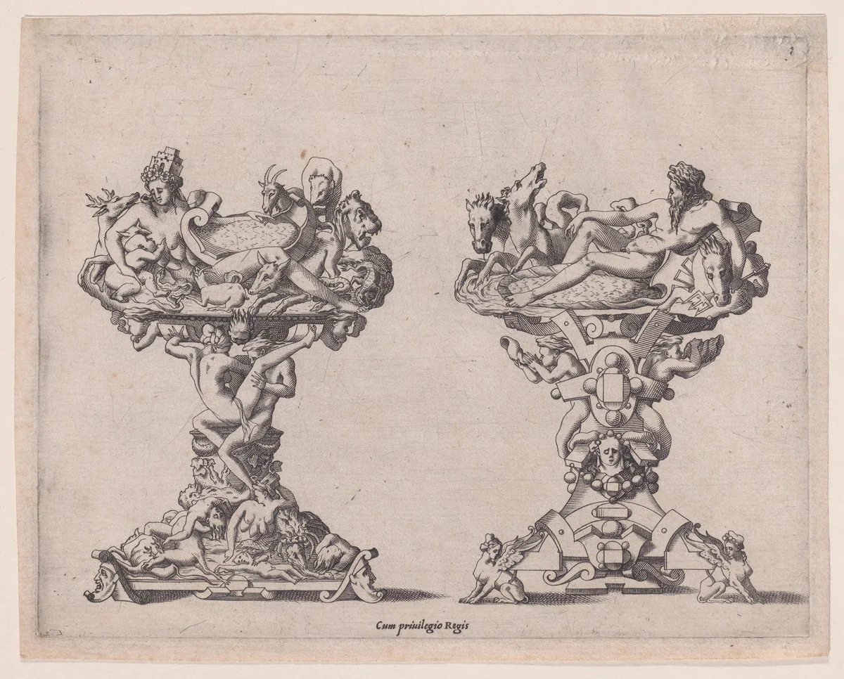 Two Salt-cellars by René Boyvin, print, 1525-1600