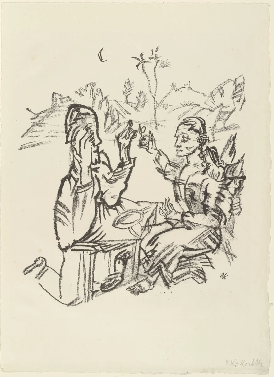 The Apple of Eve (Der Apfel der Eva) (plate 6) from The Bound Columbus (Der gefesselte Columbus) by Oskar Kokoschka, print, 1916