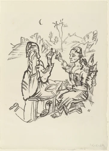 The Apple of Eve (Der Apfel der Eva) (plate 6) from The Bound Columbus (Der gefesselte Columbus) by Oskar Kokoschka, print, 1916