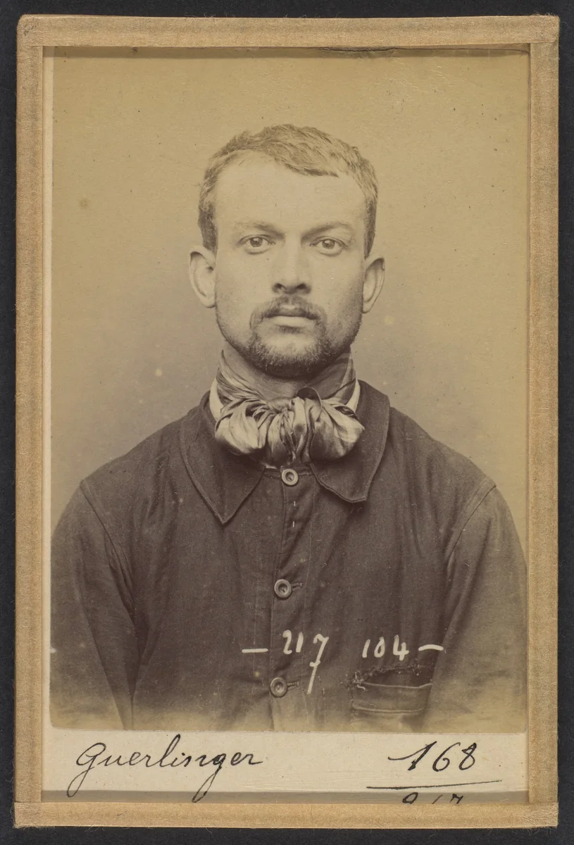 Guerlinger. Pierre. 28 ans, né le 31/5/65 à St-Avold (Moselle). Journalier. Anarchiste. 14/4/94. by Alphonse Bertillon, photograph, 1894