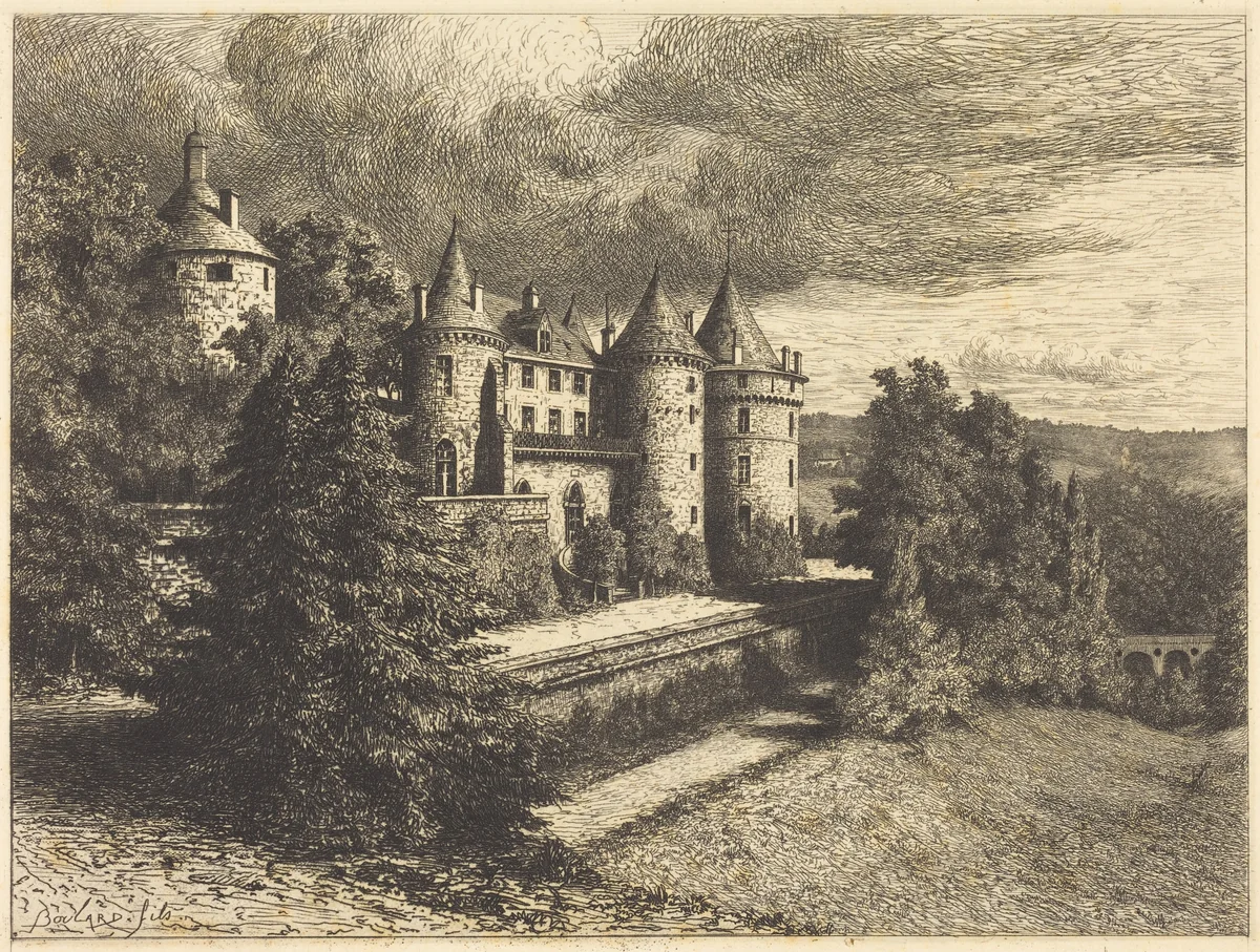 Château on a Rise by Auguste Boulard, print, 1877