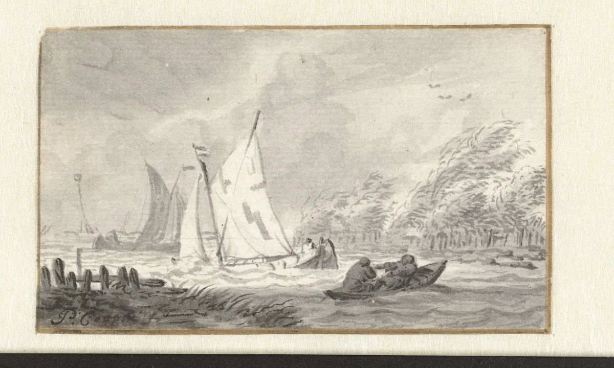 Riviergezicht by Pieter Coopse, drawing, 1668-1677