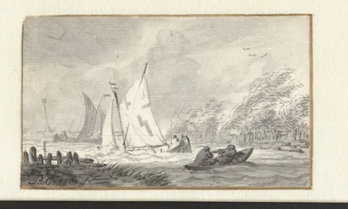 Riviergezicht by Pieter Coopse, drawing, 1668-1677