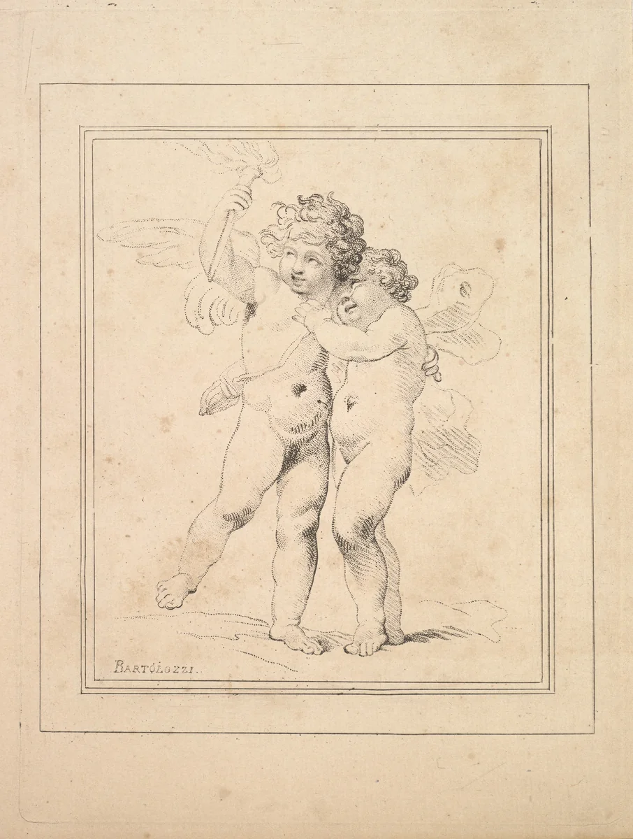 A Pair of Cupids – Cupid and Psyche by Thomas Rowlandson, print, 1784-1788