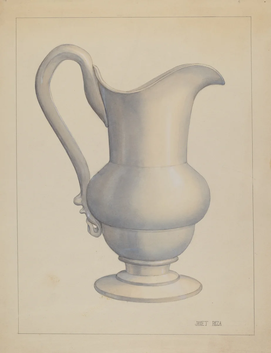 Pitcher by Janet Riza, index of american design, 1935-1942