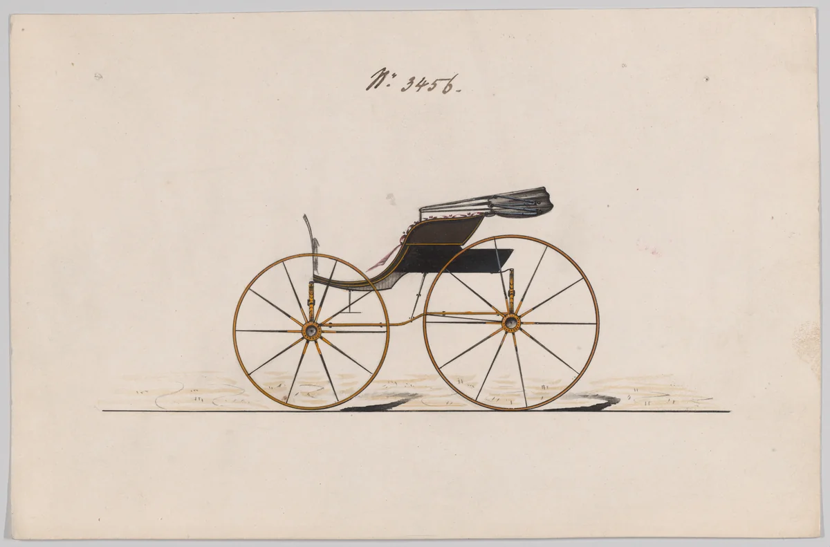 Design for Pony Phaeton, no. 3456 by Brewster & Co., drawing, 1878