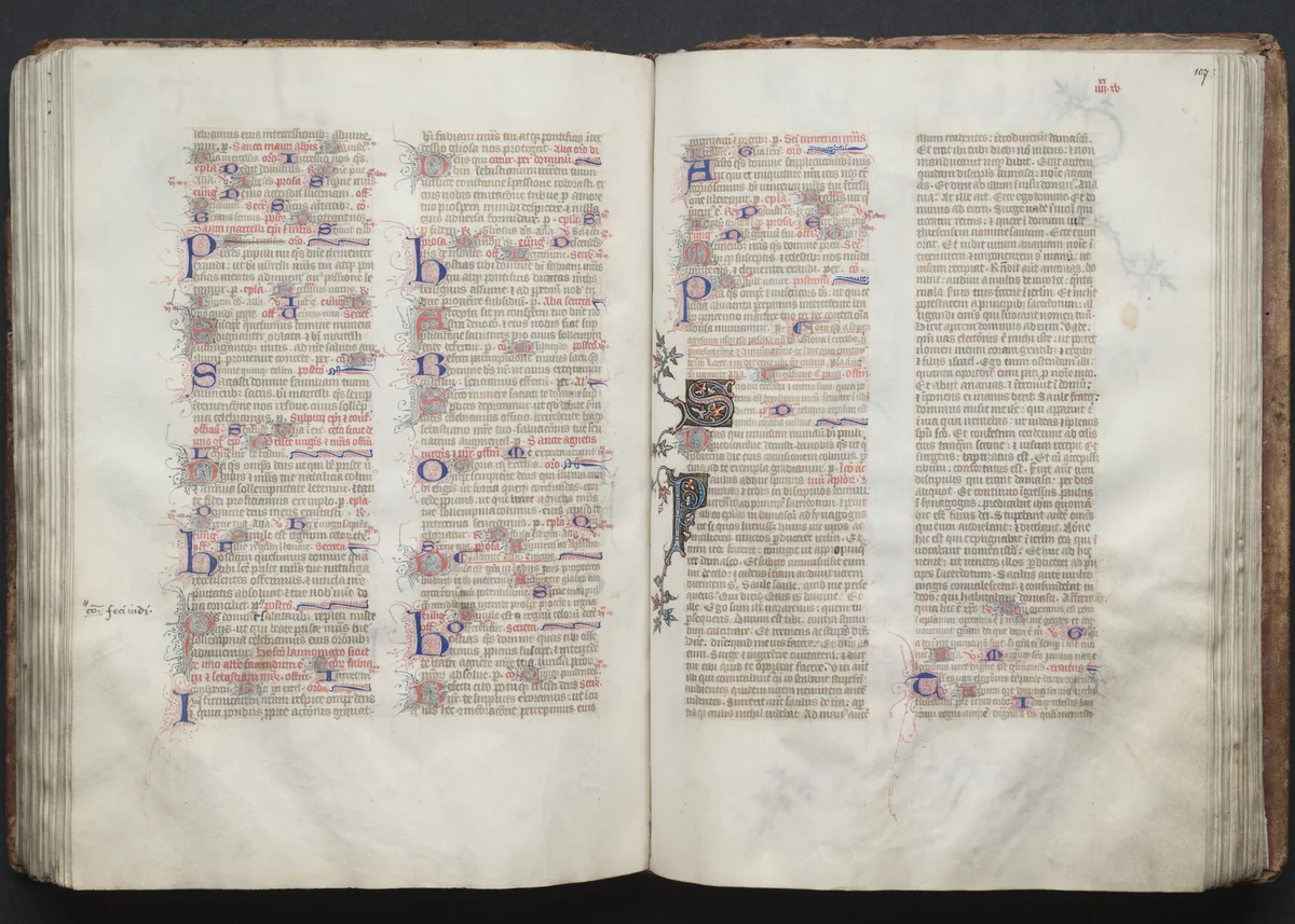 The Gotha Missal: Fol. 107r, Text by Master of the Boqueteaux, book, 1370-1380