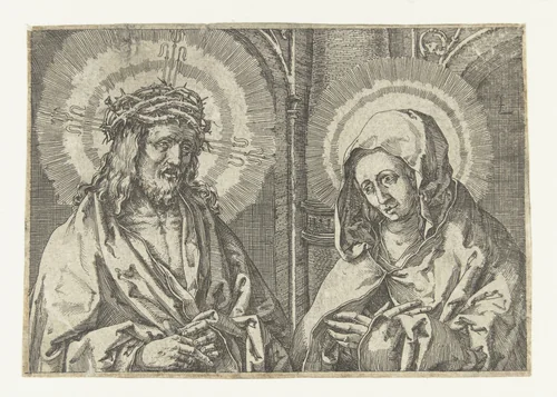 Christus en Maria by anonymous, print, 1500-1600