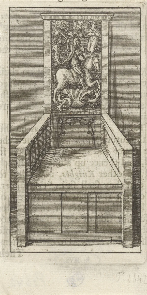 Houten stoel van de Orde van de Kousenband by Wenceslaus Hollar, print, 1672