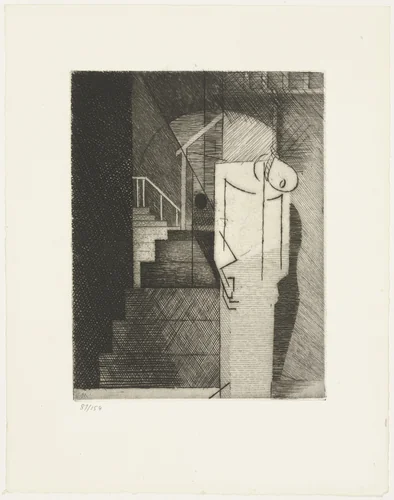 The Death of Nerval (La mort de Nerval) from Ten Etchings for Aurélia (10 Eaux-fortes pour Aurélia) by Gérard de Nerval by Louis Marcoussis, print, 1931