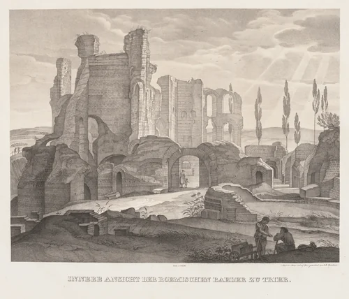 Interior View of the Roman Baths at Trier by Johann Anton Ramboux, print, 1826